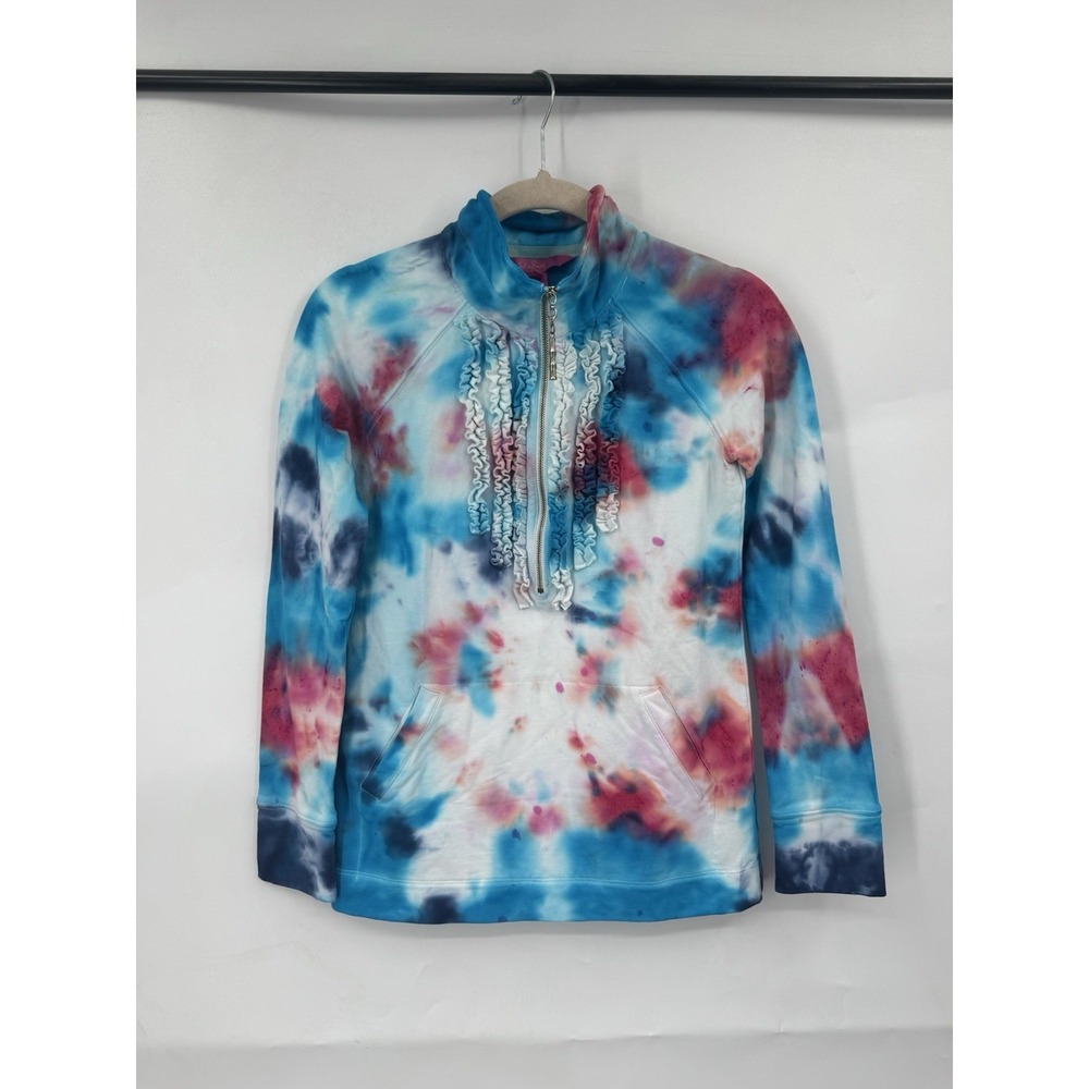 Lilly Pulitzer Tie Dye Half Zip Pullover Women XXS Colorful Retro Preppy Beach